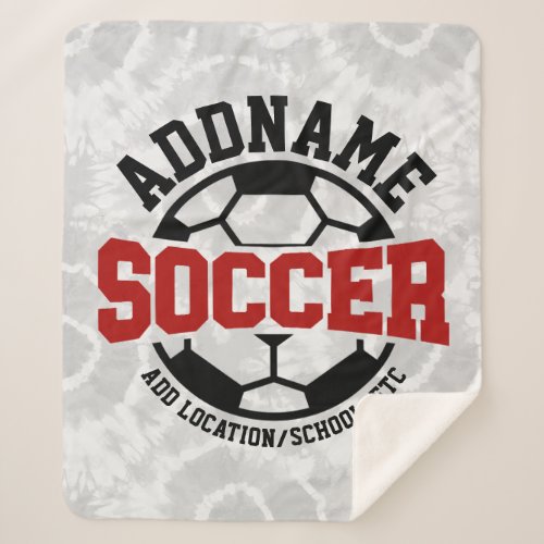 Personalized ADD NAME Soccer Player Team Tie_Dye Sherpa Blanket