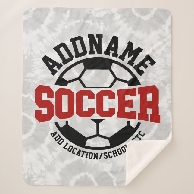 Personalized ADD NAME Soccer Player Team Tie-Dye Sherpa Blanket (Front)