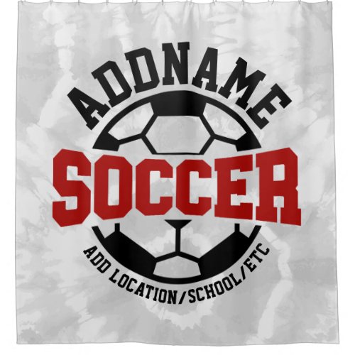 Personalized ADD NAME Soccer Player Team Tie_Dye Shower Curtain