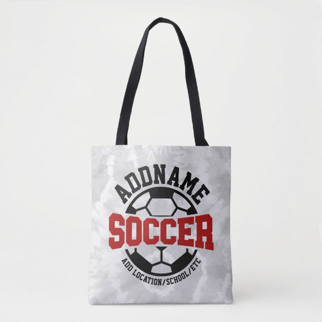 Personalized ADD NAME Soccer Player Team Tie-Dye Tote Bag (Front)