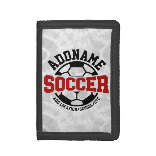 Personalized ADD NAME Soccer Player Team Tie_Dye Trifold Wallet