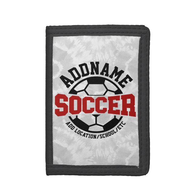 Personalized ADD NAME Soccer Player Team Tie-Dye Trifold Wallet (Front Vertical)