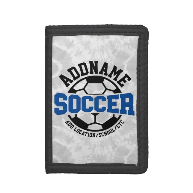Personalized ADD NAME Soccer Player Team Tie-Dye Trifold Wallet (Front Vertical)