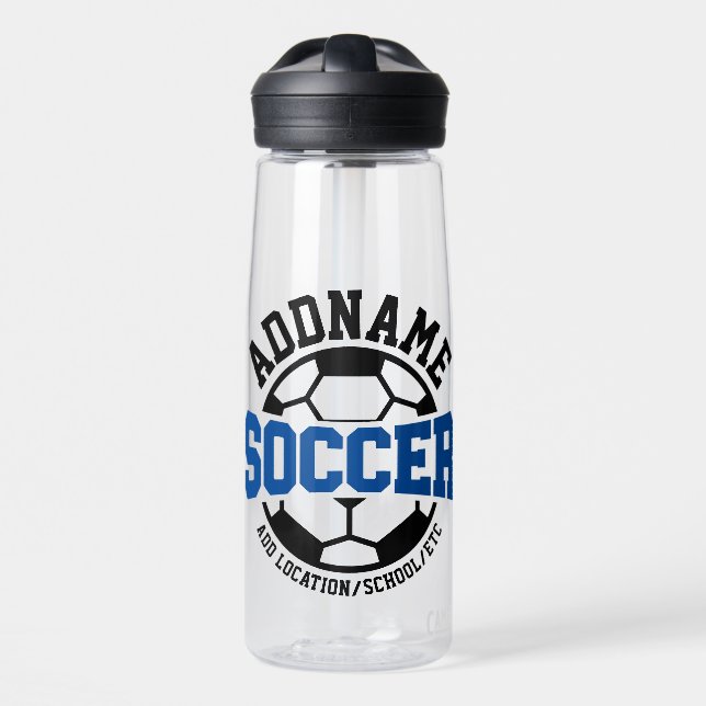 Personalized ADD NAME Soccer Player Team Tie-Dye Water Bottle (Front)