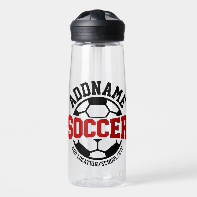 Personalized ADD NAME Soccer Player Team Tie-Dye Water Bottle (Front)