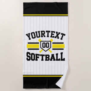 Personalized ADD NAME Softball Player Varsity Team Beach Towel