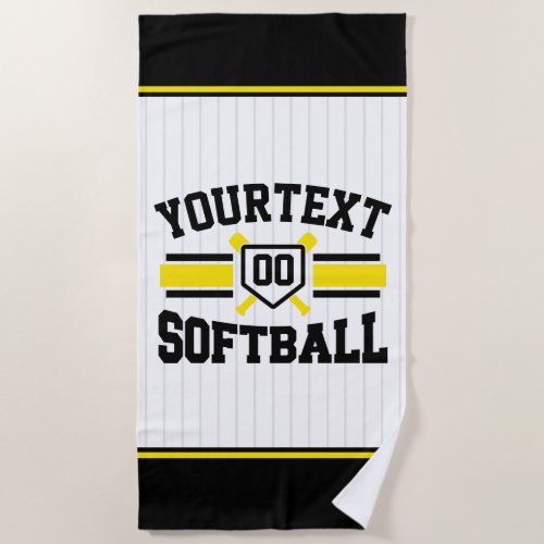 Personalized ADD NAME Softball Player Varsity Team Beach Towel