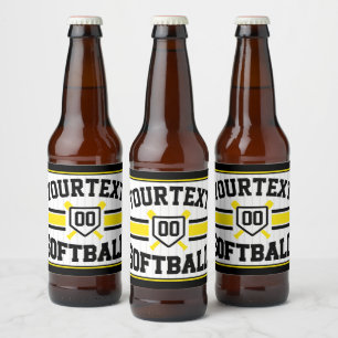 Personalized ADD NAME Softball Player Varsity Team Beer Bottle Label