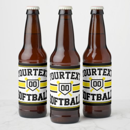 Personalized ADD NAME Softball Player Varsity Team Beer Bottle Label