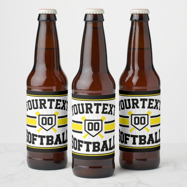 Personalized ADD NAME Softball Player Varsity Team Beer Bottle Label (Bottles)