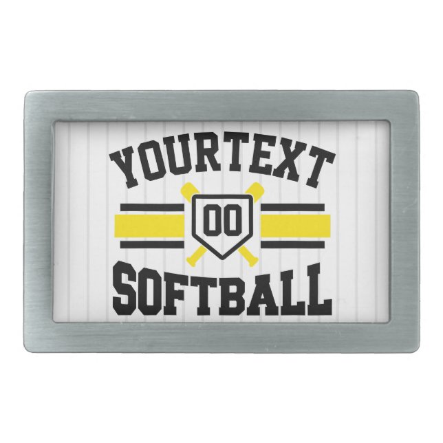 Personalized ADD NAME Softball Player Varsity Team Belt Buckle (Front)