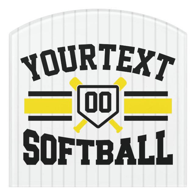 Personalized ADD NAME Softball Player Varsity Team Door Sign (Contour Front)