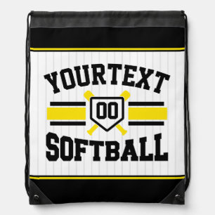 Personalized ADD NAME Softball Player Varsity Team Drawstring Bag
