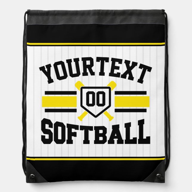 Personalized ADD NAME Softball Player Varsity Team Drawstring Bag (Front)
