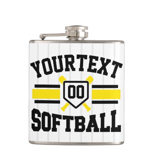 Personalized ADD NAME Softball Player Varsity Team Flask