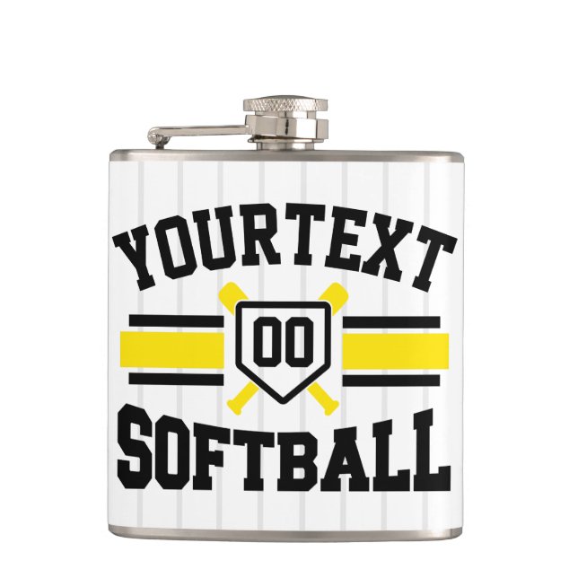 Personalized ADD NAME Softball Player Varsity Team Flask (Front)