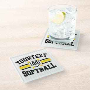 Personalized ADD NAME Softball Player Varsity Team Glass Coaster
