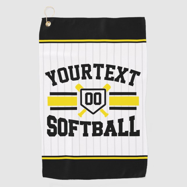 Personalized ADD NAME Softball Player Varsity Team Golf Towel (Front)