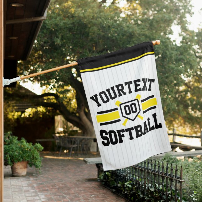 Personalized ADD NAME Softball Player Varsity Team House Flag (In SItu)