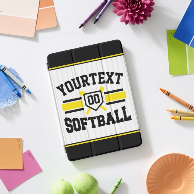 Personalized ADD NAME Softball Player Varsity Team iPad Pro Cover (Desk)