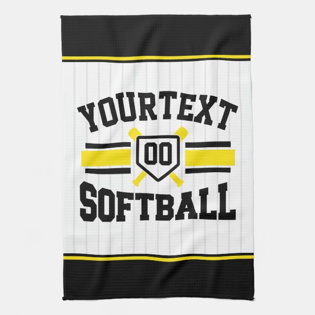 Personalized ADD NAME Softball Player Varsity Team Kitchen Towel (Vertical)