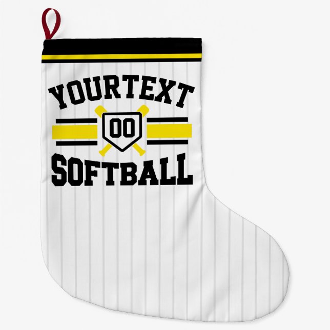 Personalized ADD NAME Softball Player Varsity Team Large Christmas Stocking (Front)