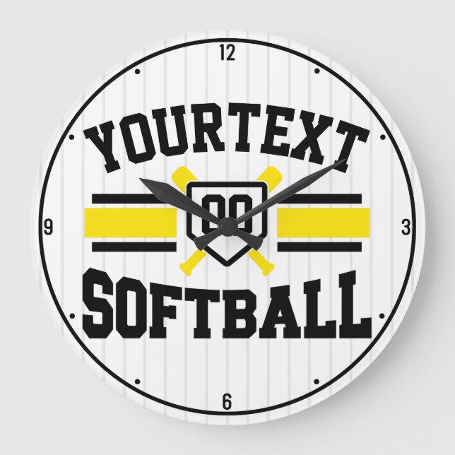 Personalized ADD NAME Softball Player Varsity Team Large Clock (Front)