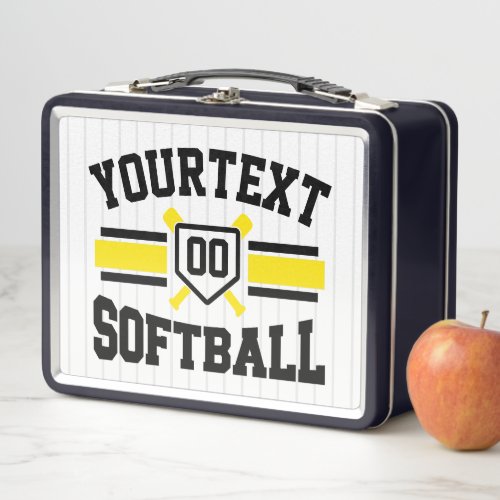 Personalized ADD NAME Softball Player Varsity Team Metal Lunch Box