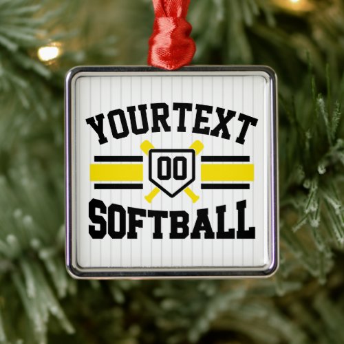 Personalized ADD NAME Softball Player Varsity Team Metal Ornament