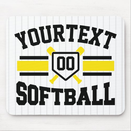 Personalized ADD NAME Softball Player Varsity Team Mouse Pad