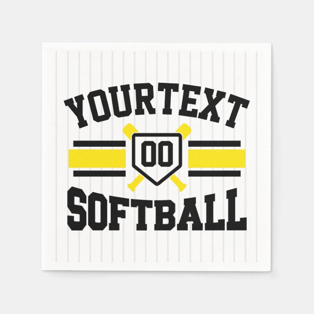 Personalized ADD NAME Softball Player Varsity Team Napkins (Front)
