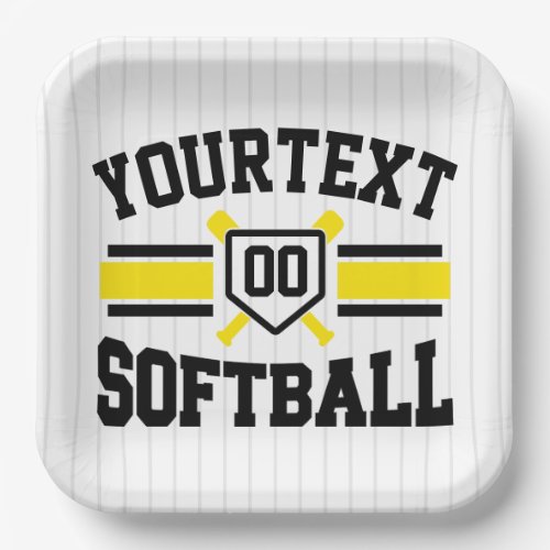 Personalized ADD NAME Softball Player Varsity Team Paper Plates