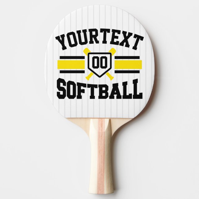 Personalized ADD NAME Softball Player Varsity Team Ping Pong Paddle (Front)