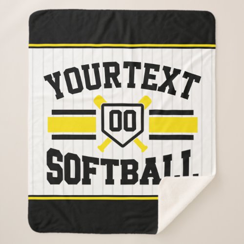 Personalized ADD NAME Softball Player Varsity Team Sherpa Blanket