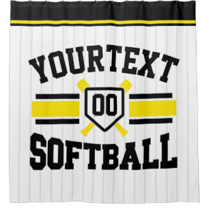 Personalized ADD NAME Softball Player Varsity Team Shower Curtain