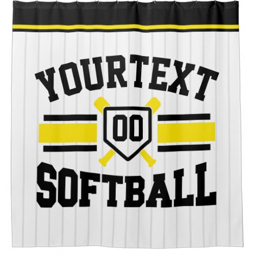 Personalized ADD NAME Softball Player Varsity Team Shower Curtain
