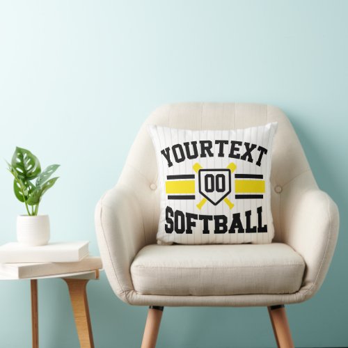 Personalized ADD NAME Softball Player Varsity Team Throw Pillow