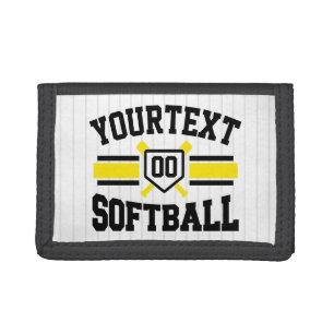Personalized ADD NAME Softball Player Varsity Team Trifold Wallet