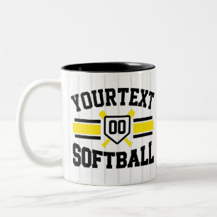 Personalized ADD NAME Softball Player Varsity Team Two-Tone Coffee Mug