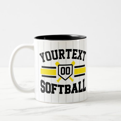Personalized ADD NAME Softball Player Varsity Team Two_Tone Coffee Mug