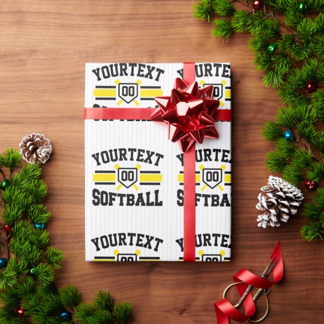 Personalized ADD NAME Softball Player Varsity Team Wrapping Paper (Holiday Gift)