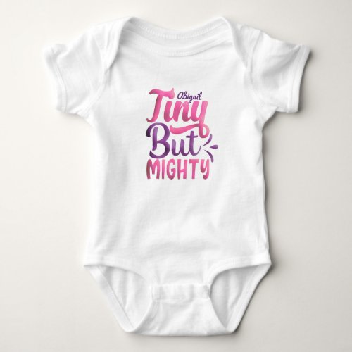 Personalized ADD NAME Tiny But Mighty Pink Purple Baby Bodysuit
