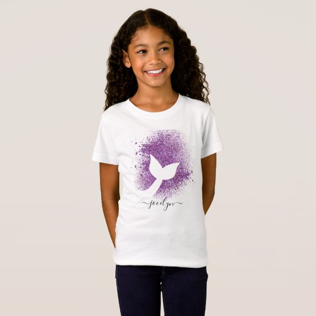 Personalized Add Name to Mermaid Tail Silhouette T-Shirt (Front Full)