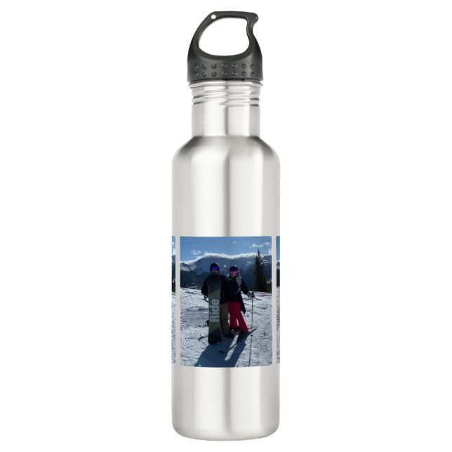 Personalized Add Three Photos  Stainless Steel Water Bottle (Front)