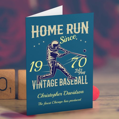 Personalized Add Year Birthday Baseball Vintage Card