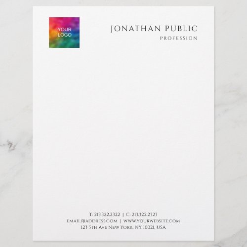 Personalized Add Your Business Company Logo Modern Letterhead