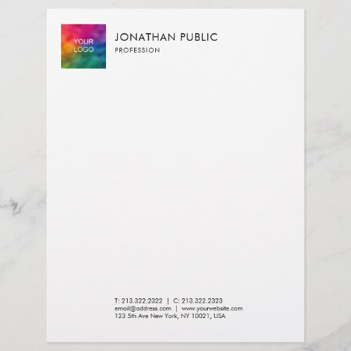 Personalized Add Your Business Company Logo Simple Letterhead