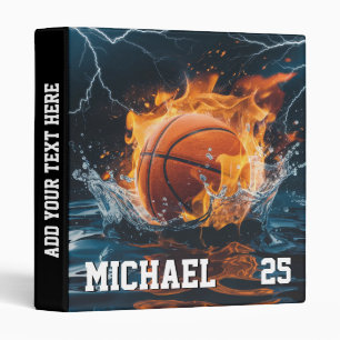 Personalized Add Your Name And Number basketball 3 Ring Binder