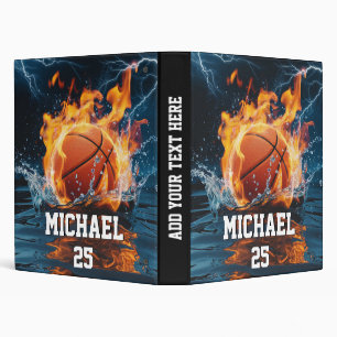 Personalized Add Your Name And Number basketball 3 Ring Binder