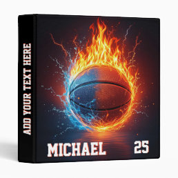 Personalized Add Your Name And Number basketball   3 Ring Binder